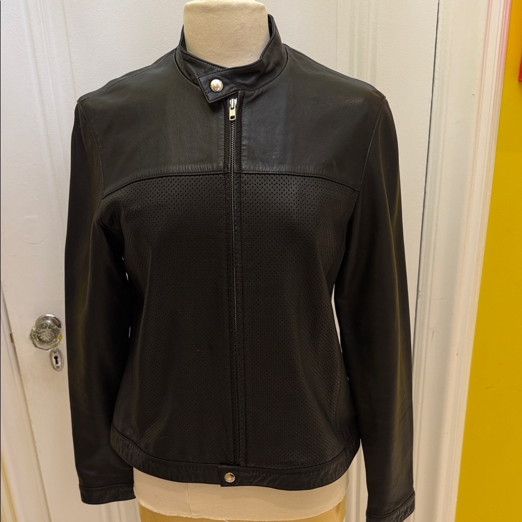 Coach Buttersoft Black Leather Motorcycle Women's Jacket Sz Large